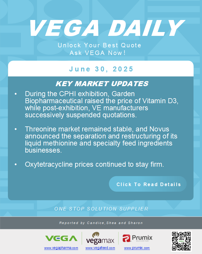Vega Daily Dated on June 30th 2025 Vitamin Amino Acid APl Food Additives.png